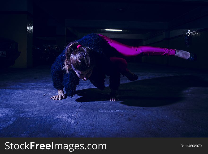 Woman Wearing Purple Leggings Dancing Hip Hop