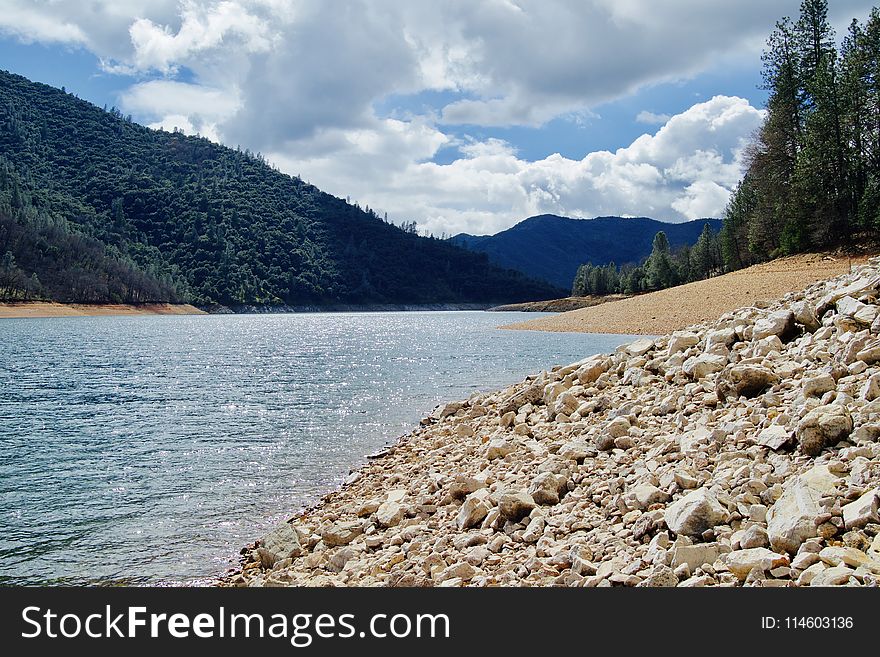 Lake Water Under Cloudy Sunny Sky