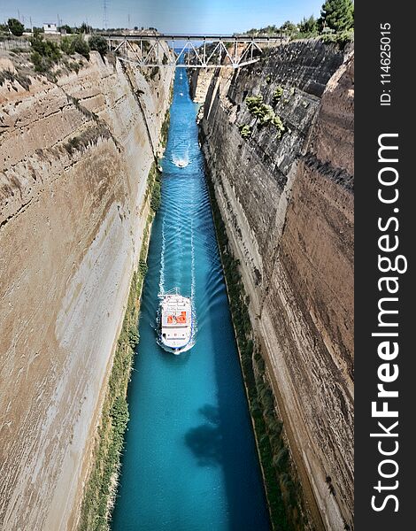 The Boats in the Corinth Canal, Greece