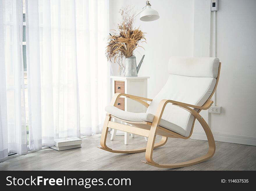 Vintage rocking chair decoration in living room