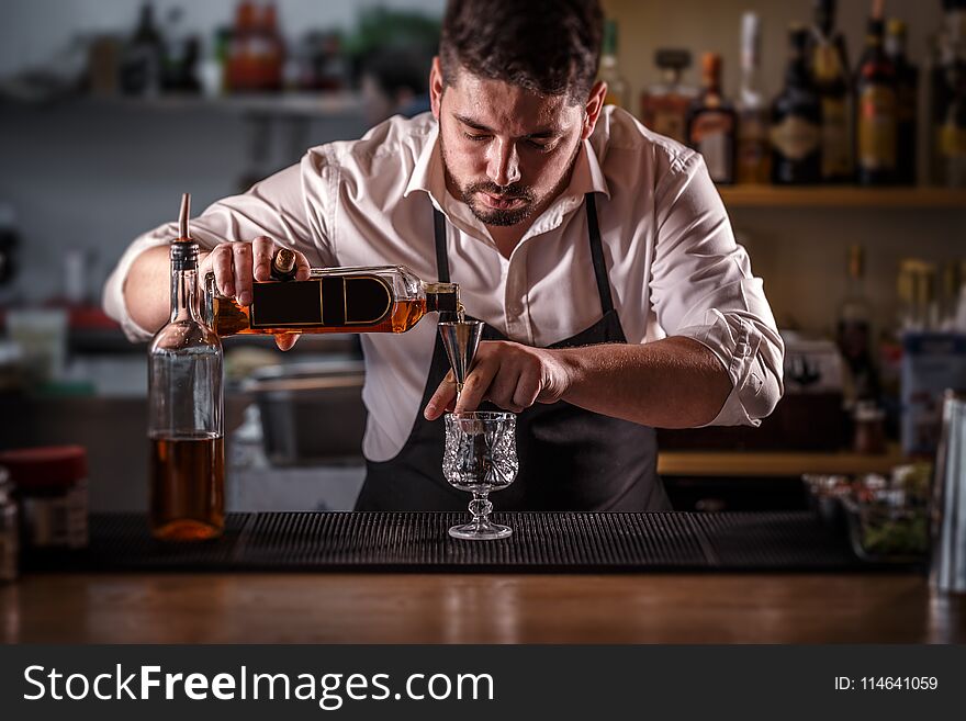 Bartender Preparing Alcohol Cocktail Drink