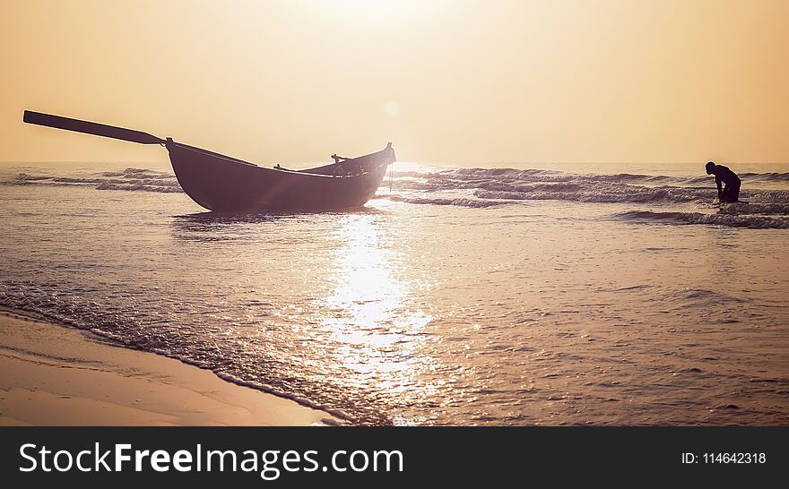 Sunrise at the seabeach of east cost India.