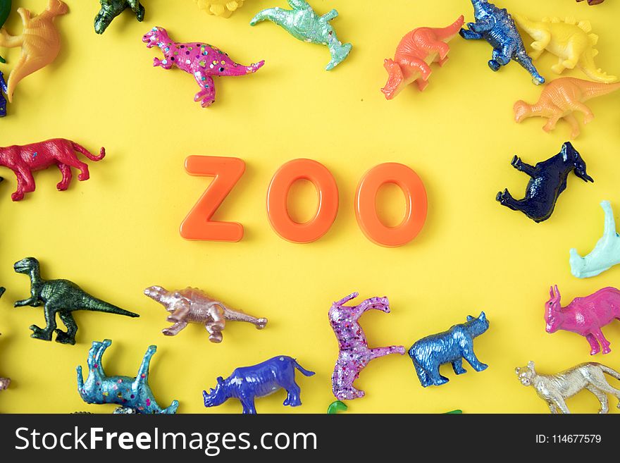 Assorted-color Animal Miniatures and Zoo Letter Decor