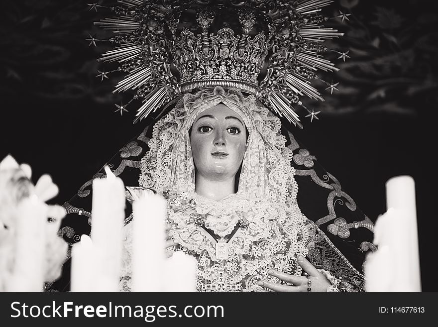Photo Of Mother Mary With Candles