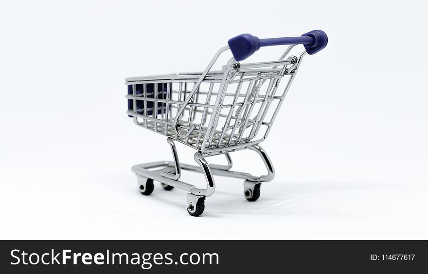Gray and Blue Stainless Steel Shopping Cart