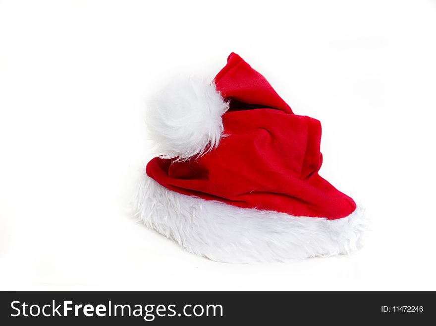 Red Santa hat isolated on white