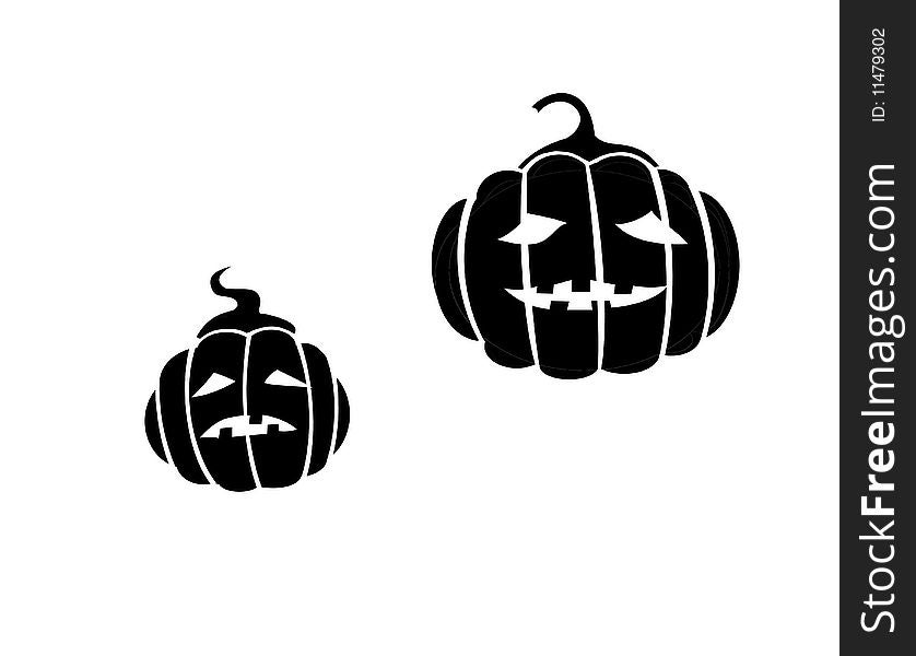Two halloween pumpkin heads on a white. Two halloween pumpkin heads on a white