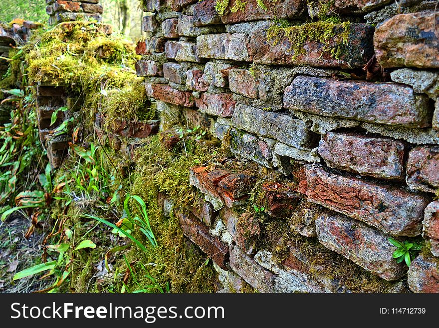 Wall, Stone Wall, Rock, Moss