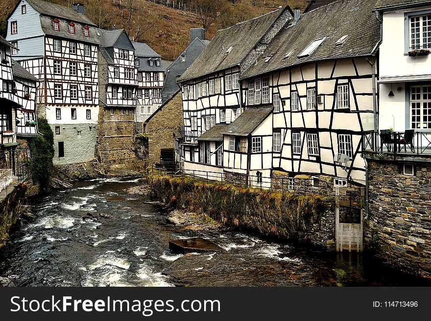 Water, Town, House, Reflection