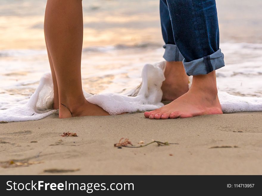 Foot, Leg, Sand, Beach