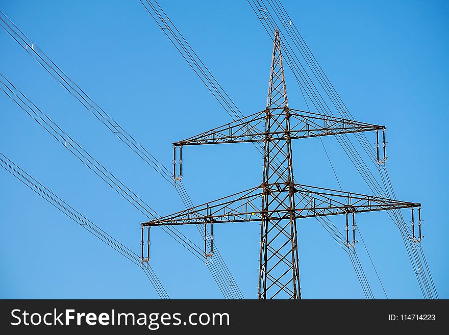 Sky, Overhead Power Line, Transmission Tower, Electricity