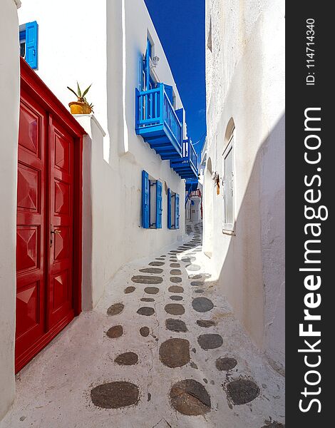 Traditional white Greek houses on the island of Mykonos. Greece. Chora. Traditional white Greek houses on the island of Mykonos. Greece. Chora.