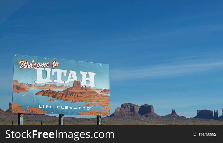 Welcome to Utah Poster Under Blue Daytime Sky
