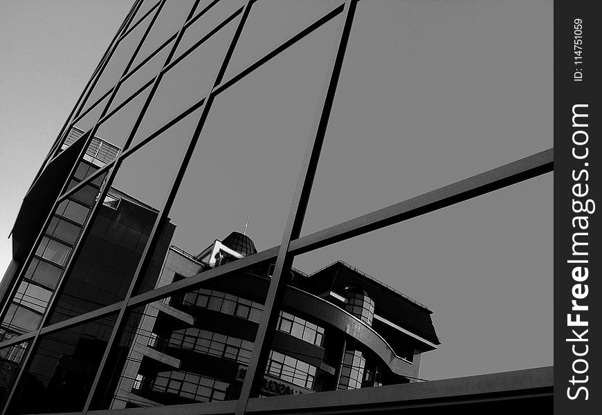 Grayscale Photo Of Glass Curtain Building