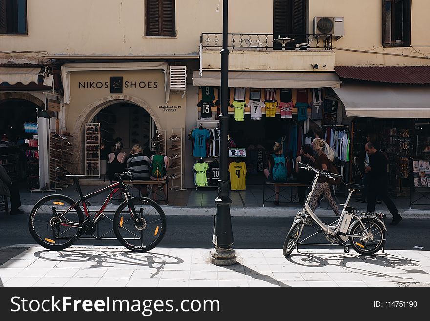 Two White And Black Bicycles