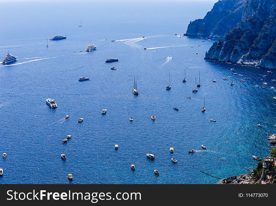 Spectacular View of Sea Cliffs and Coastline from Augustus Gardens, Isle of Capri, Italy