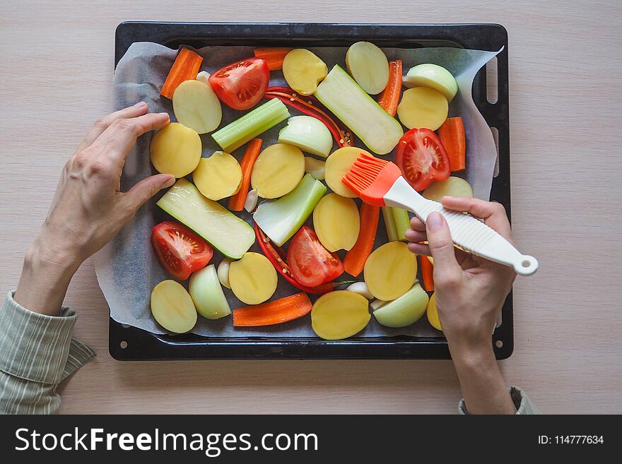 Delicious Baked Vegetables On Parchment.