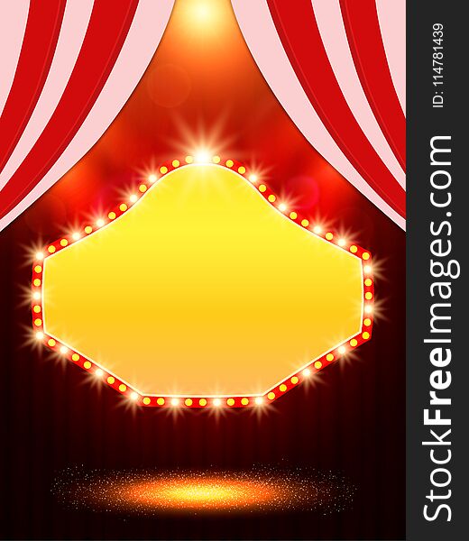 Poster Template with retro casino banner. Design for presentation, concert, show. Vector illustration