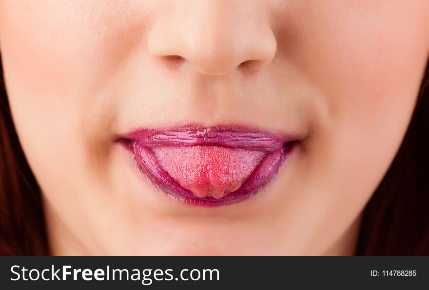Beautiful Woman Red Lips Close Up