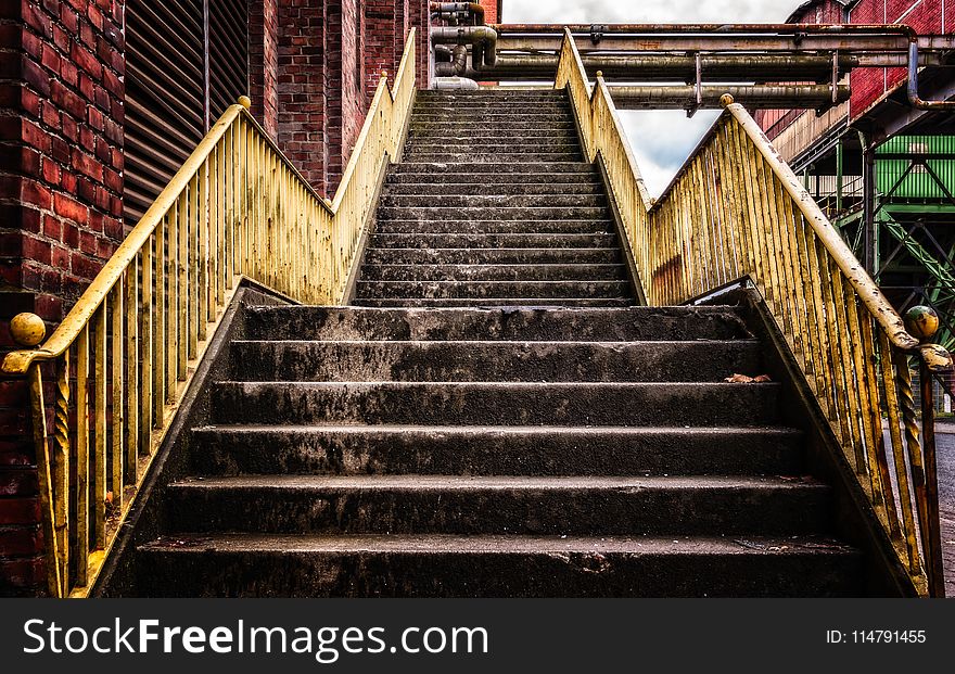 Stairs, Wood, Handrail, Building