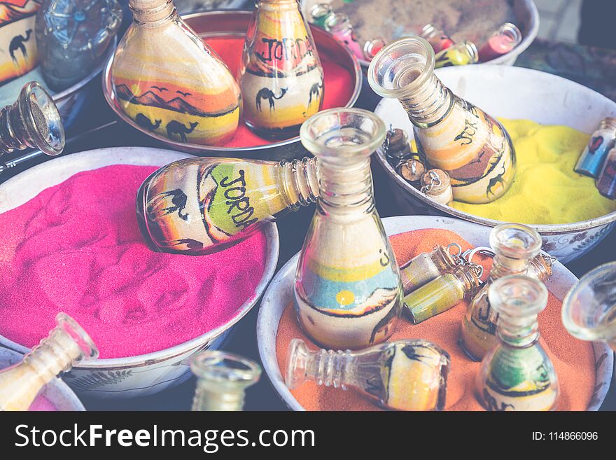 Souvenirs From Jordan - Bottles With Sand And Shapes Of Desert A