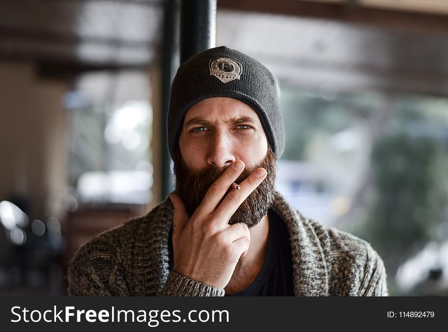 Man Smoking Cigarette Stick