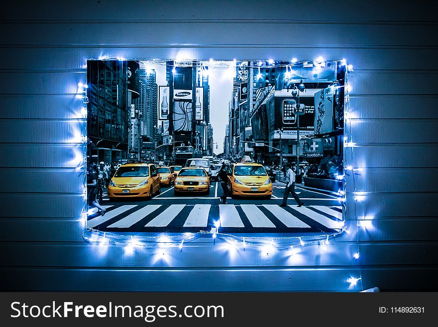 Closeup Photo Of Selective Color Photography Of Cars On Road Print