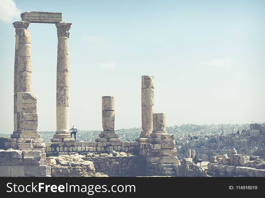 The Temple Of Hercules In The Citadel Of Amman, Jordan.