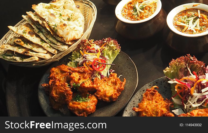 Assorted Fried Dish On Ceramic Plate