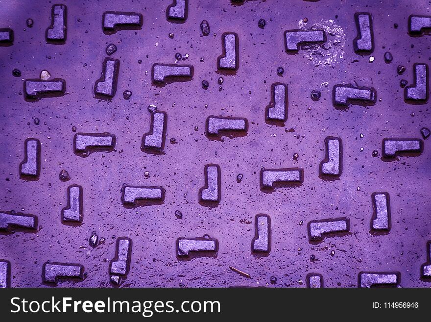 Ultra purple Wet Iron Background, rusty texture, cracked surface.