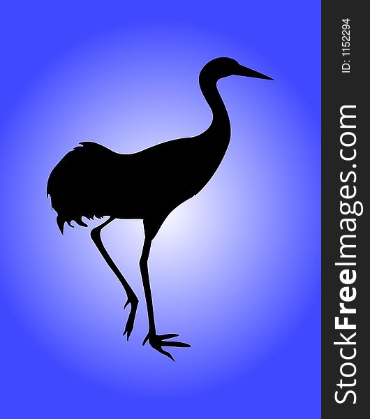 Crane silhouette on a blue background