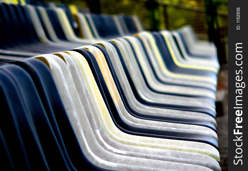 Seats in a football stadium. Seats in a football stadium