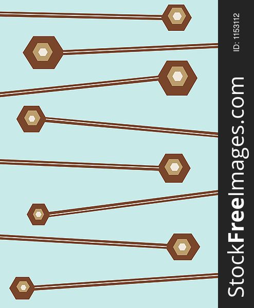 Hexagons on the end of lines illustration. Hexagons on the end of lines illustration