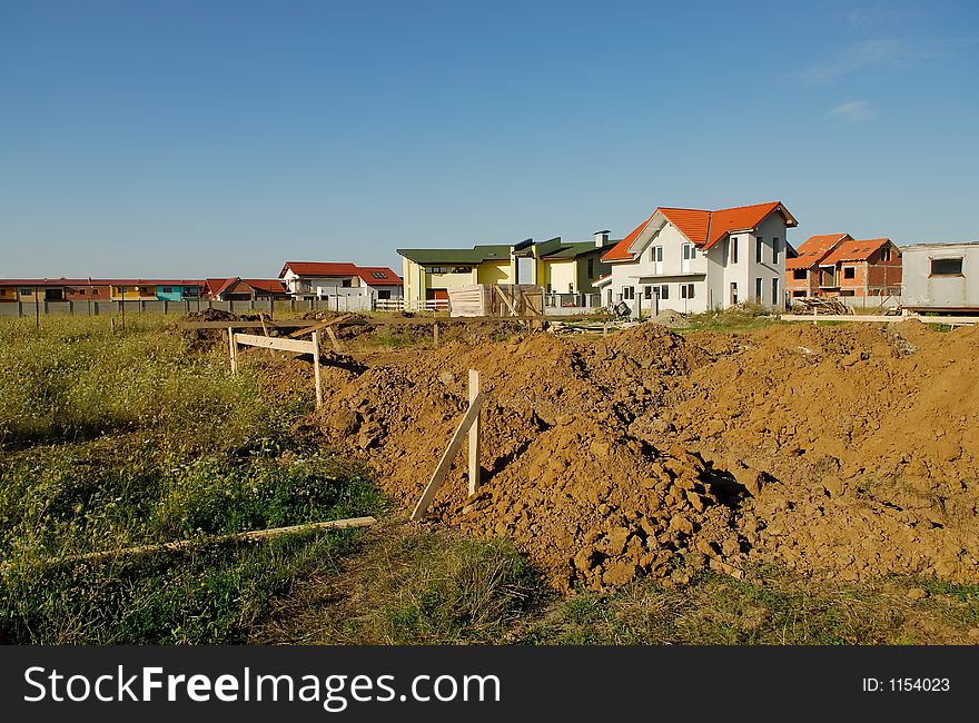 Construction in new residential area. Construction in new residential area