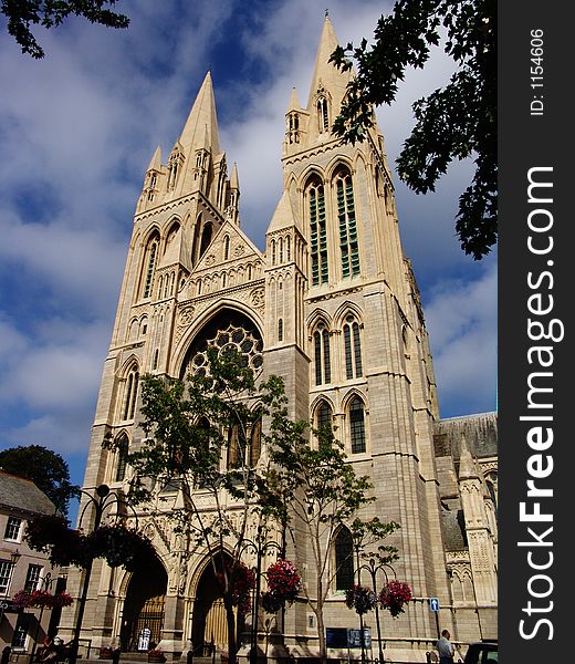 Front view of Truro cathedral in Cornwall, England. Front view of Truro cathedral in Cornwall, England