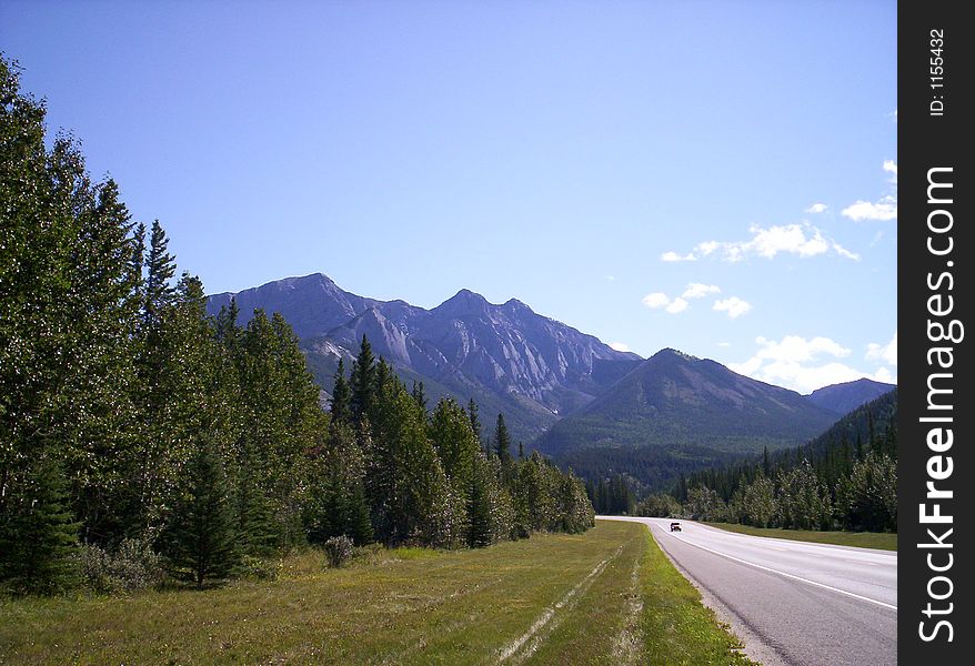Roadside shot of Rocky Mountains