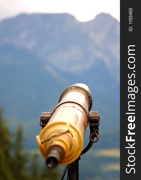 Tatra Mountains observation by telescope (Giewont peak)