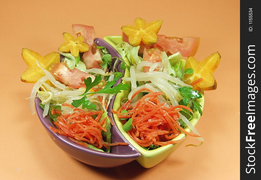 Fruit and vegetables tropical and exotic salad. Fruit and vegetables tropical and exotic salad