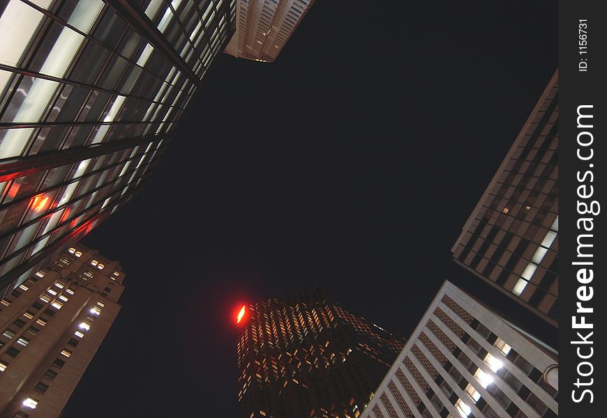 A view looking up at the business district in Toronto, Ontario, Canada. A view looking up at the business district in Toronto, Ontario, Canada