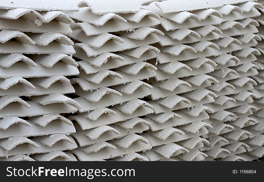 Whitewashed tiles used for oyster farming