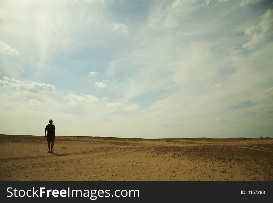 Alone men going for desert. Alone men going for desert