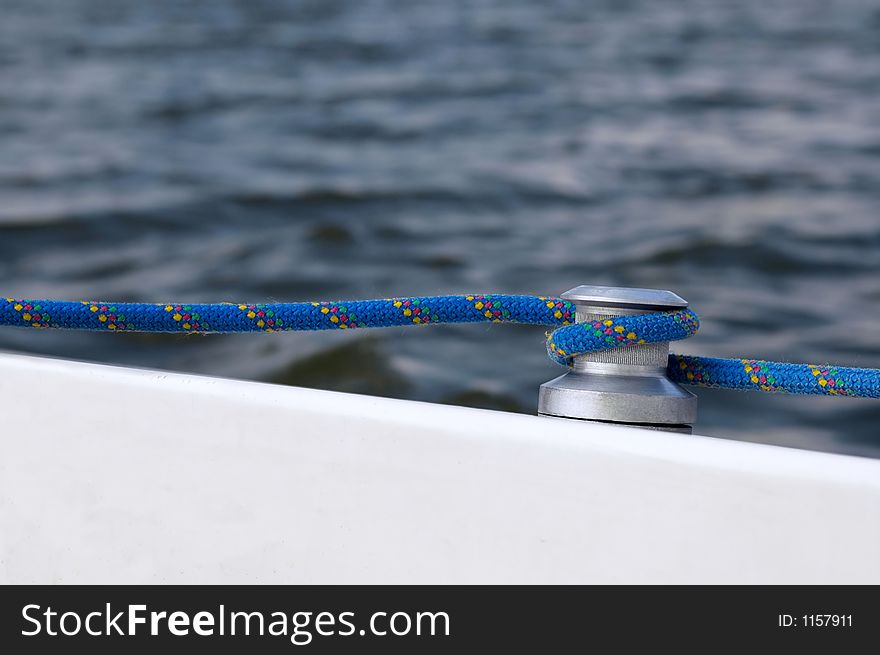 Line over water while sailing by boat. Line over water while sailing by boat