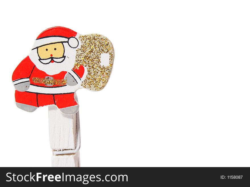 Christmas Santa peg over white background. Christmas Santa peg over white background