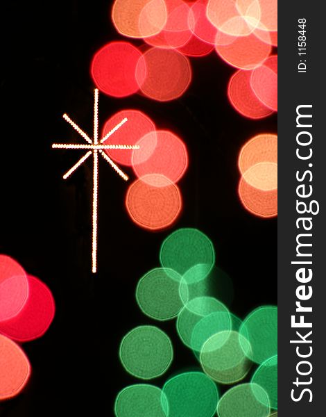 Abstract Christmas lights with starburst cross. Abstract Christmas lights with starburst cross