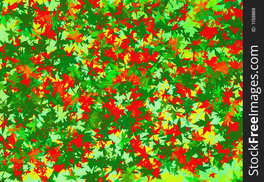Abstract leaves pattern, containing different colored leaves