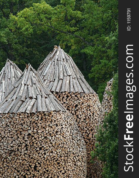 Firewood piles in russian style