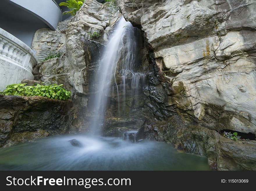 Waterfalls Near Green Grasses Photograph