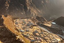 Beautiful Mountain Village Thame In Sagarmatha. Stock Photo Beautiful Mountain Village Thame In Sagarmatha. Stock Photo