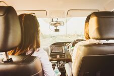 Woman Driving Car And Passenger On Front Seat, Royalty Free Stock Images Woman Driving Car And Passenger On Front Seat, Royalty Free Stock Images