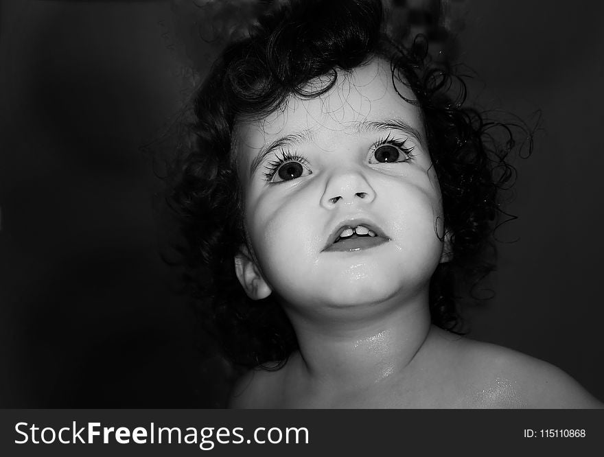 Grayscale Photography of Toddler